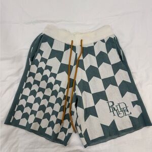 Rhude Geometric Printed Shorts - Green and Cream